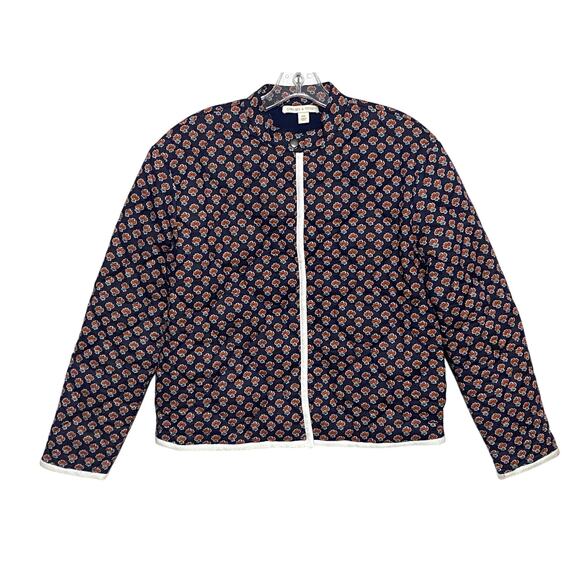 Chelsea & Violet Foulard Stamp Quilted Snap Front Jacket Cottagecore Womens XS - Picture 1 of 7